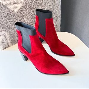 Rag & Bone Brynn Red Suede Heeled Chelsea Ankle Boots Women’s Size 36.5 US 6.5